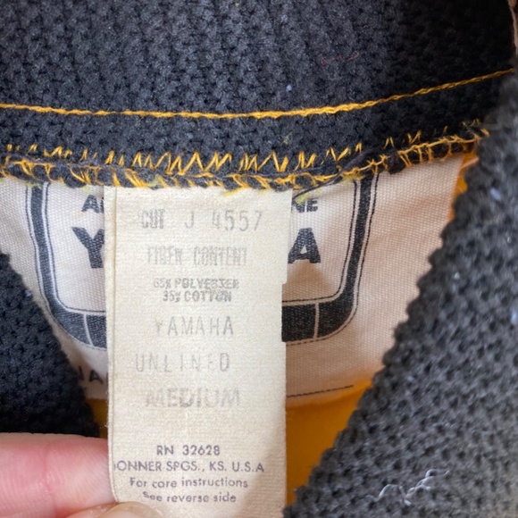 VTG Yamaha Jacket M 70s Unlined Yellow Motocross Moto Racing Medal Patch Pocket - Picture 10 of 14